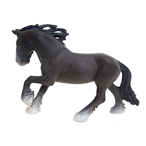 Schleich Schleich-13734 Caballo Semental Shire, Negro, marrón, Color Blanco (13734)