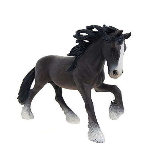 Schleich Schleich-13734 Caballo Semental Shire, Negro, marrón, Color Blanco (13734)