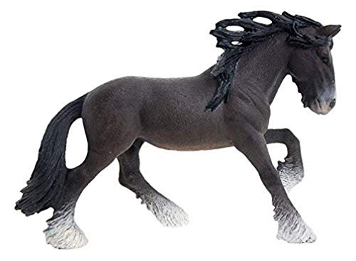 Schleich Schleich-13734 Caballo Semental Shire, Negro, marrón, Color Blanco (13734)