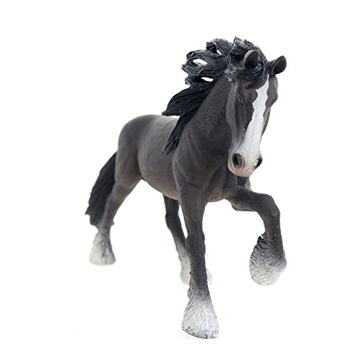 Schleich Schleich-13734 Caballo Semental Shire, Negro, marrón, Color Blanco (13734)