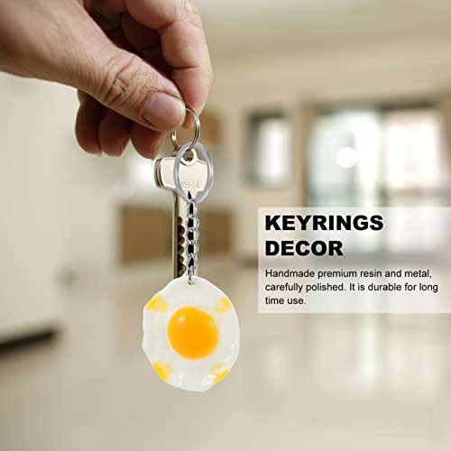 Scicalife 10 Piezas de Llaveros de Huevos Escalfados Colgantes Miniaturas Micro Paisaje Comida Juguete Llavero Regalo para Monedero Cartera Navidad Coche Llave Mochila Decoración