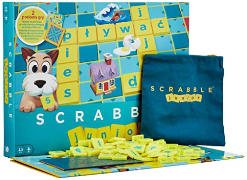 Scrabble Junior, jeu de société et de lettres pour enfants dès 6 ans, version polonaise, Y9735