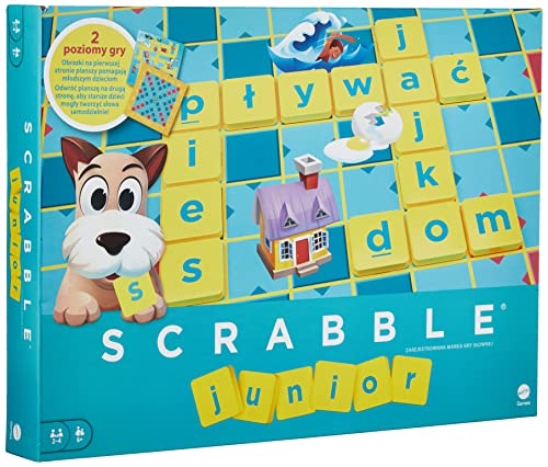 Scrabble Junior, jeu de société et de lettres pour enfants dès 6 ans, version polonaise, Y9735