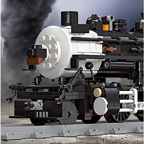 SCZWP8 Juguetes de Bloques de construcción de Trenes de Vapor con vía de Tren Juego de construcción de Trenes de Vapor Retro Compatible con Lego Boy Girl Regalo de cumpleaños