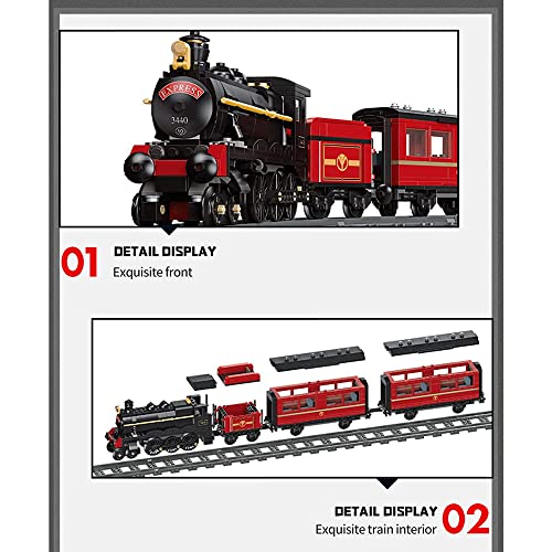 SCZWP8 Juguetes de Bloques de construcción de Trenes de Vapor con vía de Tren Juego de construcción de Trenes de Vapor Retro Compatible con Lego Boy Girl Regalo de cumpleaños