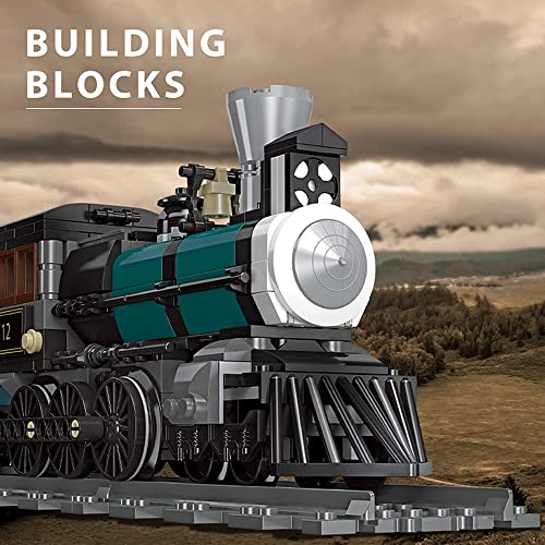 SCZWP8 Juguetes de Bloques de construcción de Trenes de Vapor con vía de Tren Juego de construcción de Trenes de Vapor Retro Compatible con Lego Boy Girl Regalo de cumpleaños