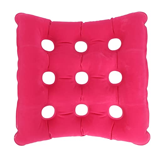 Sdfafrreg Asiento con Cojín de Aire, Alivio de Presión Grueso, Cojín Inflable para Silla de 19 X 19 Pulgadas, Cómodo Y Transpirable con Orificios para Silla(Cojín Cuadrado Rosa Rojo)