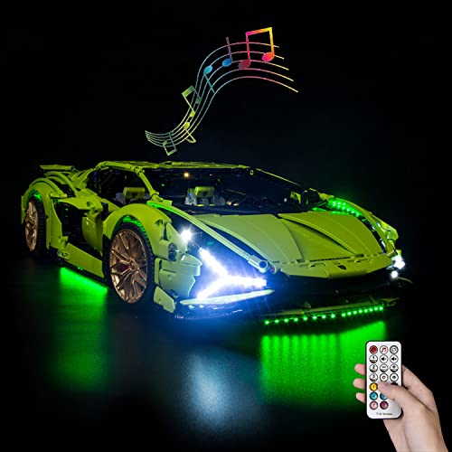 SDFGDFD Conjunto de Luces para Lamborghini SIAN FKP Roadster Kit de luz LED Compatible con Lego 42115 Modelo de Construcción de Bloques (Modelo excluido) Puede Tocar Musica