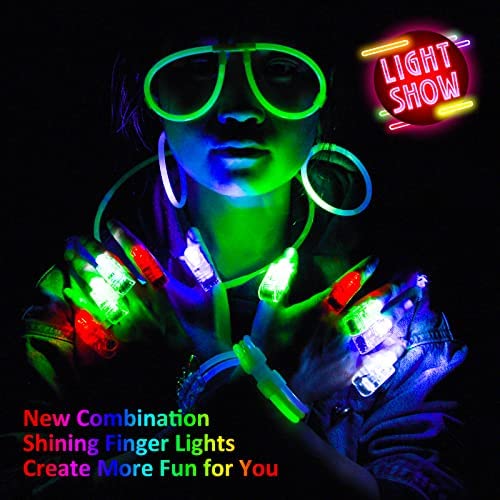 Segotendy Pulseras Luminosas Fluorescentes, 488pcs Barras Luminosas Fluorescentes con 20 Luces de Dedo y Nuevos Accesorios, Varitas Luminosas para Fiestas Carnaval Navidad Glow Stick