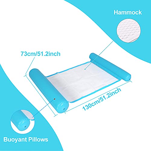 Seinal Cama hinchable para el hogar, hamaca de agua, 4 en 1, para piscina, tumbona de aire, colchoneta flotante, cama de agua, piscina, hamaca, color azul