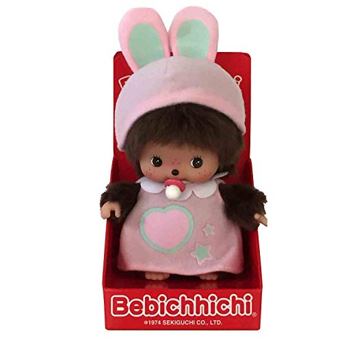 Sekiguchi 221158-Original niña Bebichhichi, de Felpa, Vestido Gorro de Orejas de Conejo Rosa, Aprox. 15 cm, Color marrón (221158)