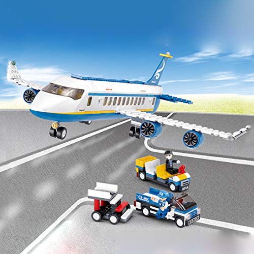 SERBVN Avión de pasajeros con trabajadores y camiones compatible con Lego – 463 piezas