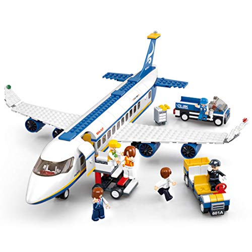 SERBVN Avión de pasajeros con trabajadores y camiones compatible con Lego – 463 piezas