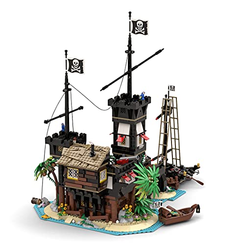 SESAY Juego de construcción de 1964 piezas Piratas Torre de Desierto Piratas con barco pirata, compatible con Lego 21322 Pirates of Barracuda Bay, MOC-69306