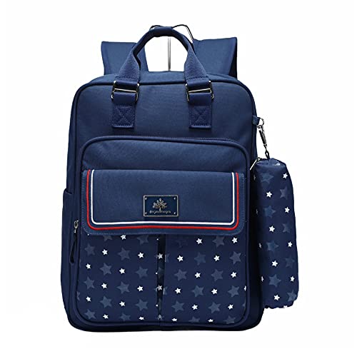 Set de 2 mochilas escolares ergonómicas, con estuche (azul marino)