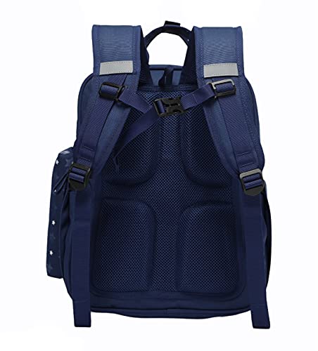 Set de 2 mochilas escolares ergonómicas, con estuche (azul marino)