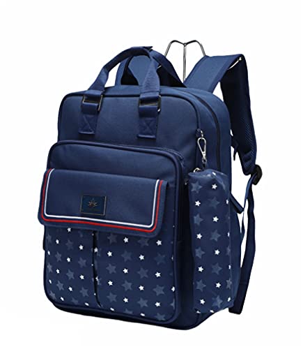 Set de 2 mochilas escolares ergonómicas, con estuche (azul marino)