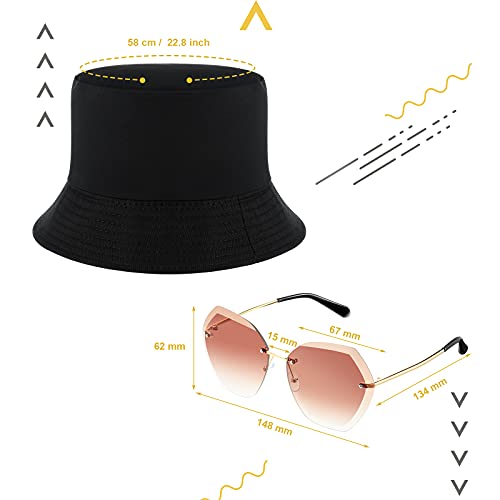 Set de 5 Paquetes de Disfraz de Disco Hip Hop de 70, Incluye Gafas de Sol sin Montura con Corte de Diamante, Pulseras de Metal de Alambre, Gargantilla a Capas, Pendientes Gorro de Disco