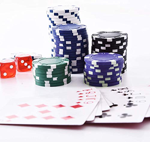 Set de Poker / Póquer, Texas Holdem, Blackjack Completo con Maletín de Aluminio, Juego de Fichas Plástico, Mini Casino Portátil, Accesorios de Baccarat, Juegos de Mesa y Entretenimiento (200 FICHAS)