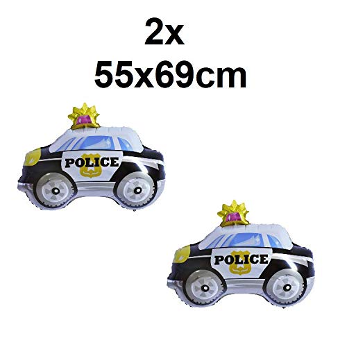 Set XXL de 44 piezas de policía para cumpleaños infantiles, decoración de color azul, globos y globos