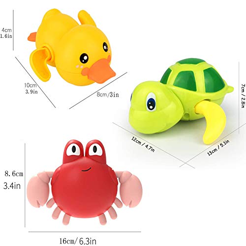 SeWooo Juego de 3 juguetes de baño para bebés, juguetes para el agua, bañera, bañera, juguete, mecanismo de tortuga, piscina, juguete para la piscina, juguete para niños pequeños, niñas