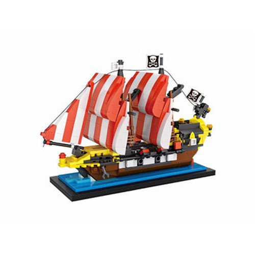 SGerste LOZ Black Seas Barracuda Barco Pirata Mini DIY Montaje Bloque de Construcción Ladrillo para Niños Regalo