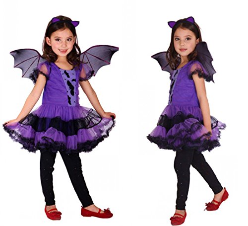 Shallgood Disfraces para Niños De Halloween Juguetes para Niños Y Niñas Fiesta De Cumpleaños El Rendimiento Escolar Capa Murciélagos Bruja Cosplay Vestir Murciélagos XL(130-140Cm)