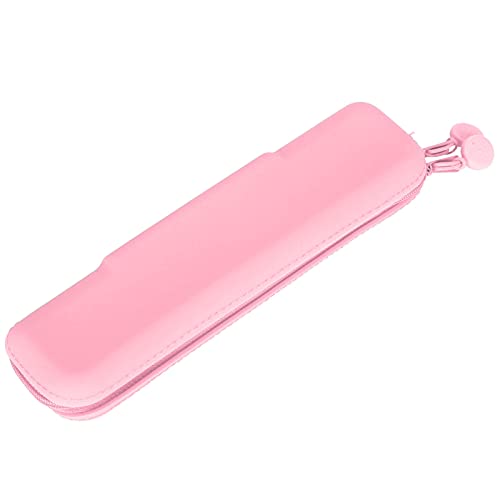 Shanrya Estuche para Lápices, Mini Estuche para Lápices de Silicona Hermético para Viajes de Negocios, Escuela para Suministros de Maquillaje Cosmético(Rosa (pequeña))