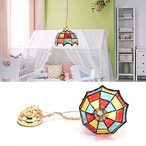 Shanrya Lámpara de Techo de Casa de Muñecas, Lámpara de Techo de Casa de Muñecas en Miniatura Lámpara de Techo LED de Casa de Muñecas Colorida para Dormitorio