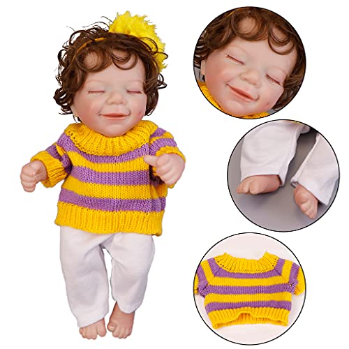 ShapeW Juguete de niña simulada sonriente muñeca vinilo decoración con material fino juguete interactivo regalo infantil para bebé tren cerebro