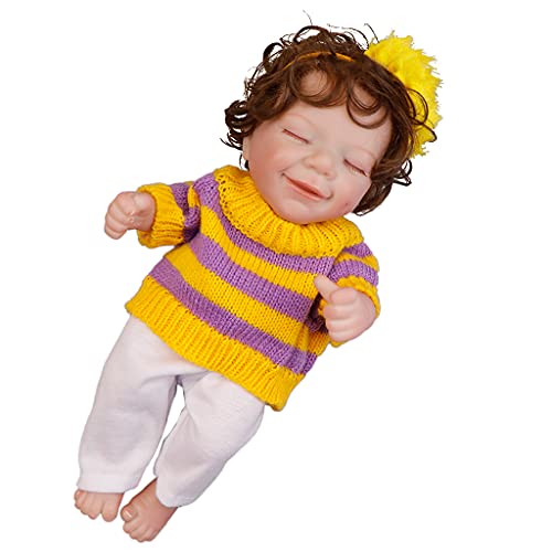 ShapeW Juguete de niña simulada sonriente muñeca vinilo decoración con material fino juguete interactivo regalo infantil para bebé tren cerebro