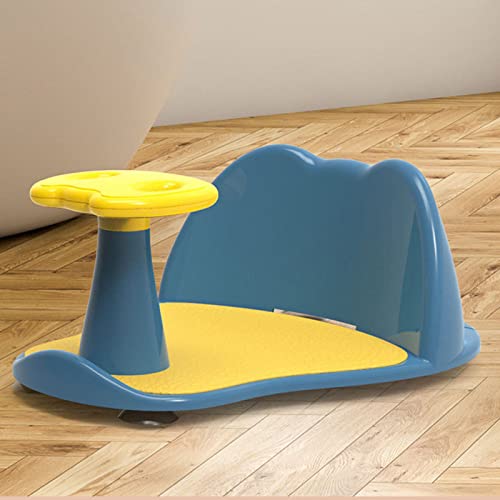 Sharplace Asiento de baño para bebés Contorneado Diseño de Lado Abierto con Orificios de Drenaje Asiento para bañera Silla de baño para bebés Asiento para - Azul y Amarillo