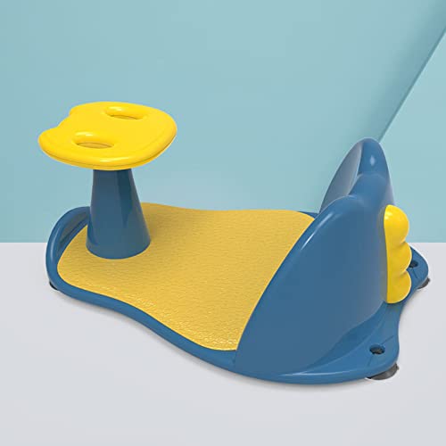 Sharplace Asiento de baño para bebés Contorneado Diseño de Lado Abierto con Orificios de Drenaje Asiento para bañera Silla de baño para bebés Asiento para - Azul y Amarillo