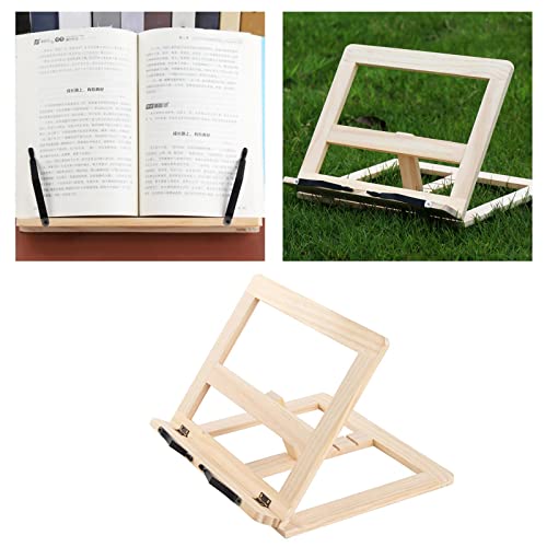 sharprepublic Soporte de Libro de Madera Clips de Soporte de página Plegable Ligero Fácil de Llevar Encimera Estante de Recetas Soporte de Libro Bandeja para Mesa - Abrazadera de Hierro