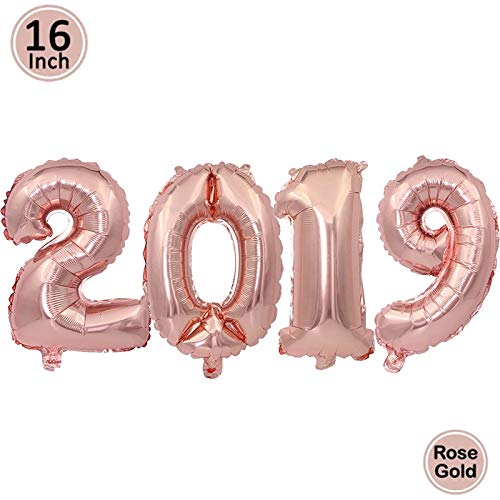 SHENGDANJIE Adornos de Navidad 2020 Feliz Año Nuevo Foil Número De Letra Globos Decoración Navideña para Fiesta En Casa Bolas De Aire De Oro Rosa Decoración De Año Nuevo 2020