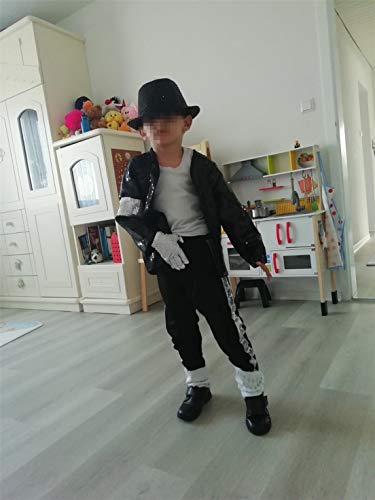 Shuanghao Halloween Navidad Cosplay Adecuado para fanáticos de Michael J Billie Jean guante Hecha a mano Brillante Rhinestone Punk Concierto Fiesta Disfraz Accesorios Guante (mano derecha-Small)