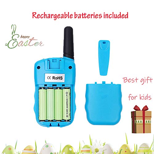 Sigdio Walkie Talkies Niños PMR446 con 8 Piezas Baterías Recargable y Cargador 8 Canales Función VOX LCD Pantalla 10 Tonos Linterna Incorporado Walky Talky (Azul, 1 Par)