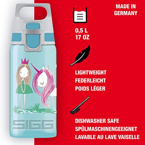 SIGG VIVA ONE Believe in Miracles Cantimplora infantil (0.5 L), botella transparente sin sustancias nocivas y con tapa hermética, cantimplora para niños, uso con una mano