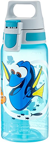 SIGG VIVA ONE Dory Cantimplora infantil (0.5 L), botella transparente sin sustancias nocivas y con tapa hermética, cantimplora para niños para usar con una mano