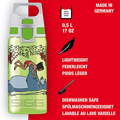 SIGG VIVA ONE Junglebook Cantimplora infantil (0.5 L), botella transparente sin sustancias nocivas y con tapa hermética, cantimplora para niños para usar con una mano