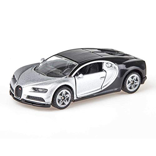 siku 1508, Coche deportivo Bugatti Chiron, Vehículo de juguete para niños, Metal/Plástico, Plateado/Negro, Apertura de puertas