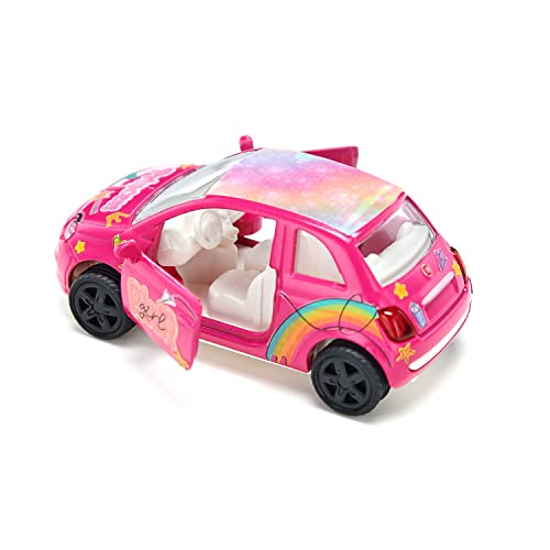 siku 6503, Set de manualidades Style my siku, Fiat 500 Princesa, Metal/plástico, Rosa, Coche de juguete incl. hoja de pegatinas para diseño individual