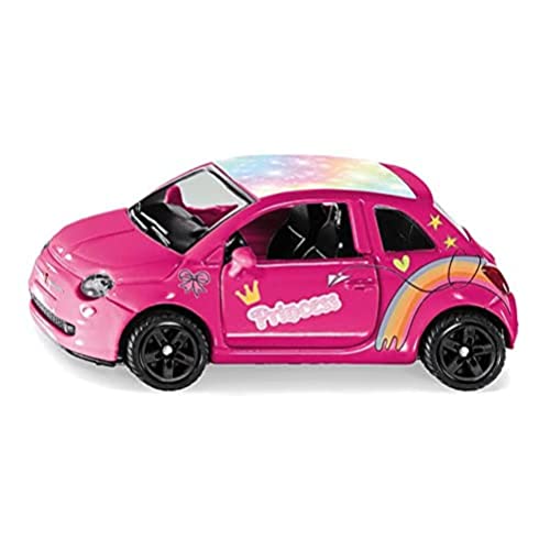 siku 6503, Set de manualidades Style my siku, Fiat 500 Princesa, Metal/plástico, Rosa, Coche de juguete incl. hoja de pegatinas para diseño individual