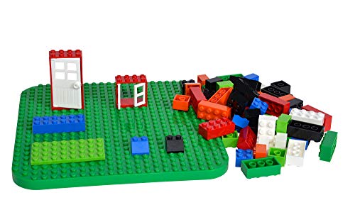 Simba 104114519 – Blox 500 Bloques de construcción en Cubo, para niños a Partir de 3 años, Diferentes Piedras, 16 Ventanas, 4 Puertas, con Placa Base, Totalmente Compatible, Colores Mezclados