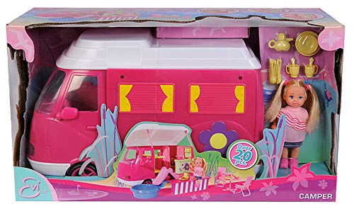 Simba Evi Love 105736221 Camper - Caravana de camping con 1 muñeca y accesorios (más de 20 piezas) [importado de Alemania]