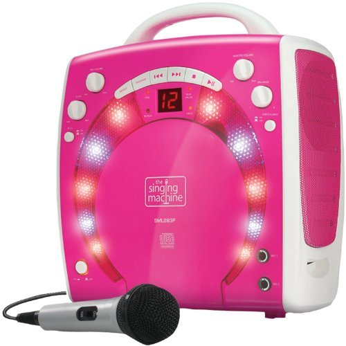 Singing Machine SML283PK Reproductor de CDG portátil de Karaoke Plug-n-Play con CD extra extra rosa