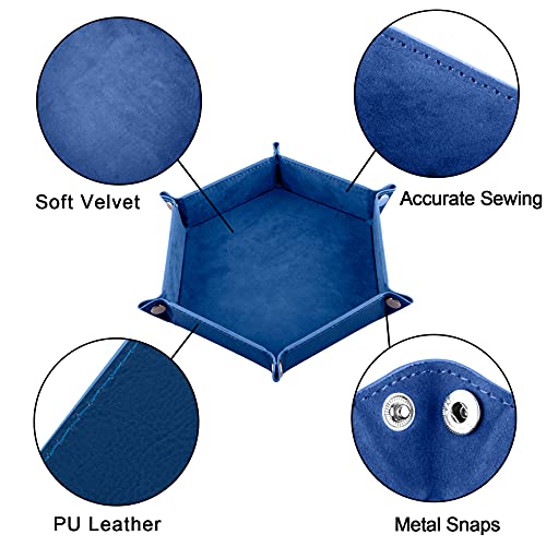 SIQUK 4 Piezas Bandeja de Dados Tablero de Dados de Doble Cara PU y Terciopelo Dice Tray Soporte de Dados para DND RPG y Otros Juegos de Mesa (Melocotón, Vino Tinto, Amarillo, Azul Real)