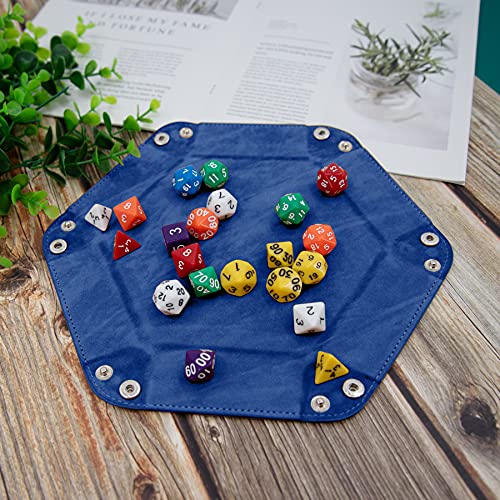 SIQUK 4 Piezas Bandeja de Dados Tablero de Dados de Doble Cara PU y Terciopelo Dice Tray Soporte de Dados para DND RPG y Otros Juegos de Mesa (Melocotón, Vino Tinto, Amarillo, Azul Real)