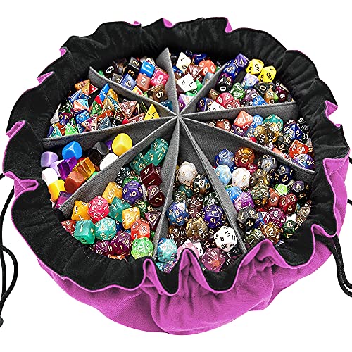 SIQUK Bolsa de Dados Grande Bolsa de Dados con Bolsillos Dice Bag Dice Pouch Bolsa para Dados DND RPG Juegos de Mesa, Rosa Roja