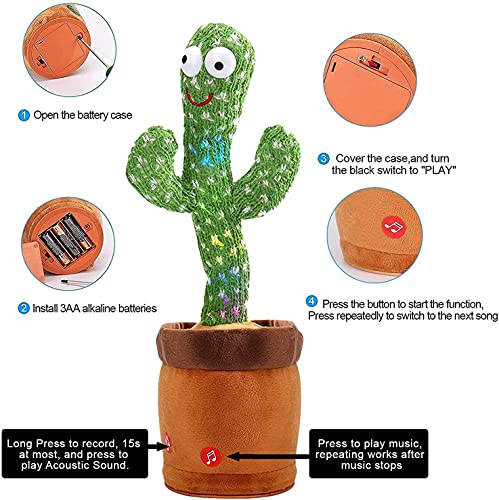 siyushop Dancing Cactus Toy, Dancing Cactus Repetición, Bailing Cactus Toy Récord, Brillo Cactus Cactus Toy Peluche for la decoración del hogar, Jugando a los niños, PC 1